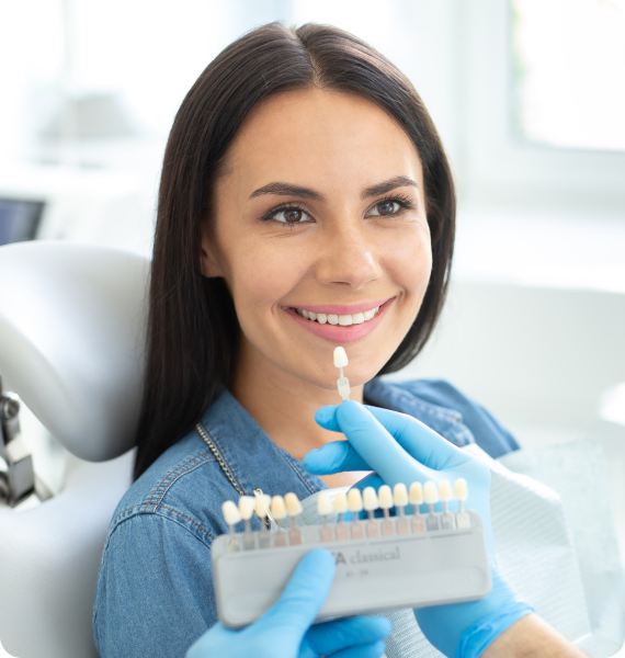 Smiling woman outside with healthy teeth